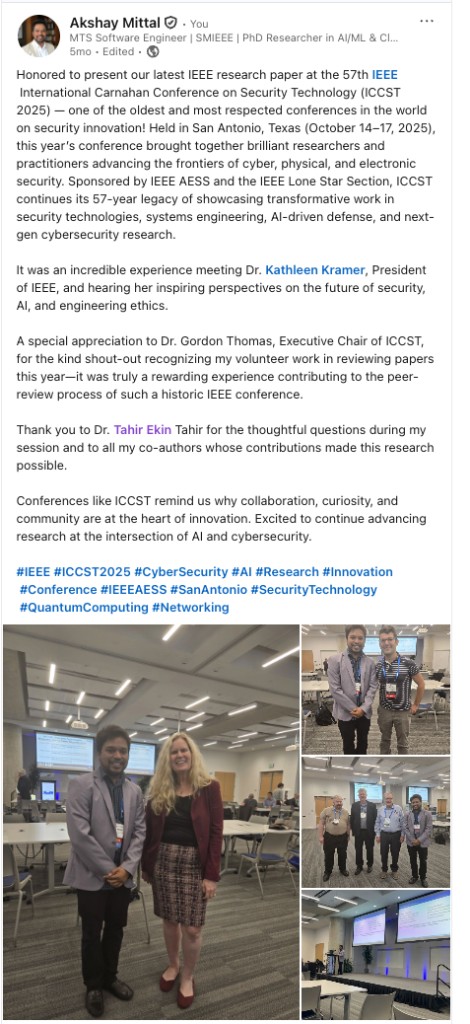 IEEE ICCST 2025 with IEEE President Kathleen Kramer