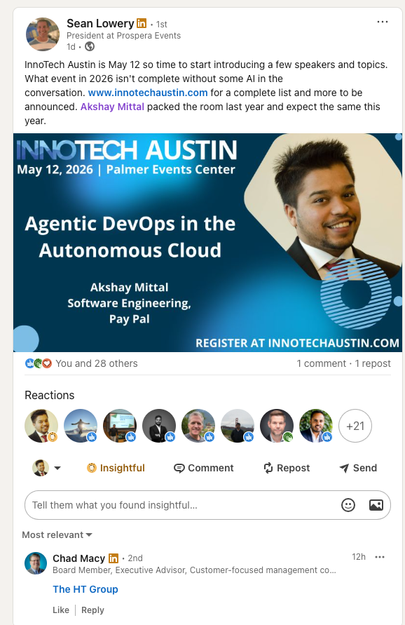 InnoTech Austin 2026 speaker announcement